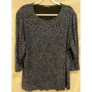 Vintage Vicki Vi Blue Black Metallic Sparkly Top Evening Wear 2X